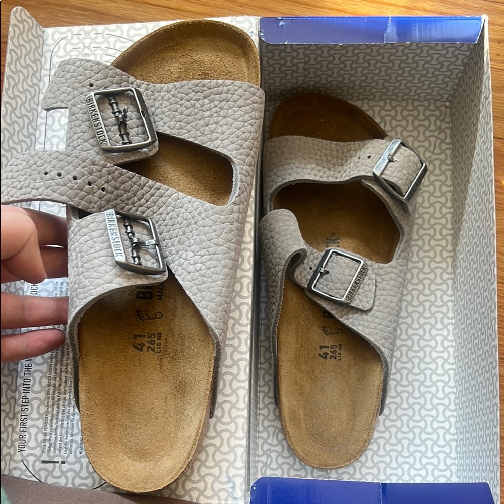 Birkenstock Arizona Sandals - Desert Buck Whale Gray